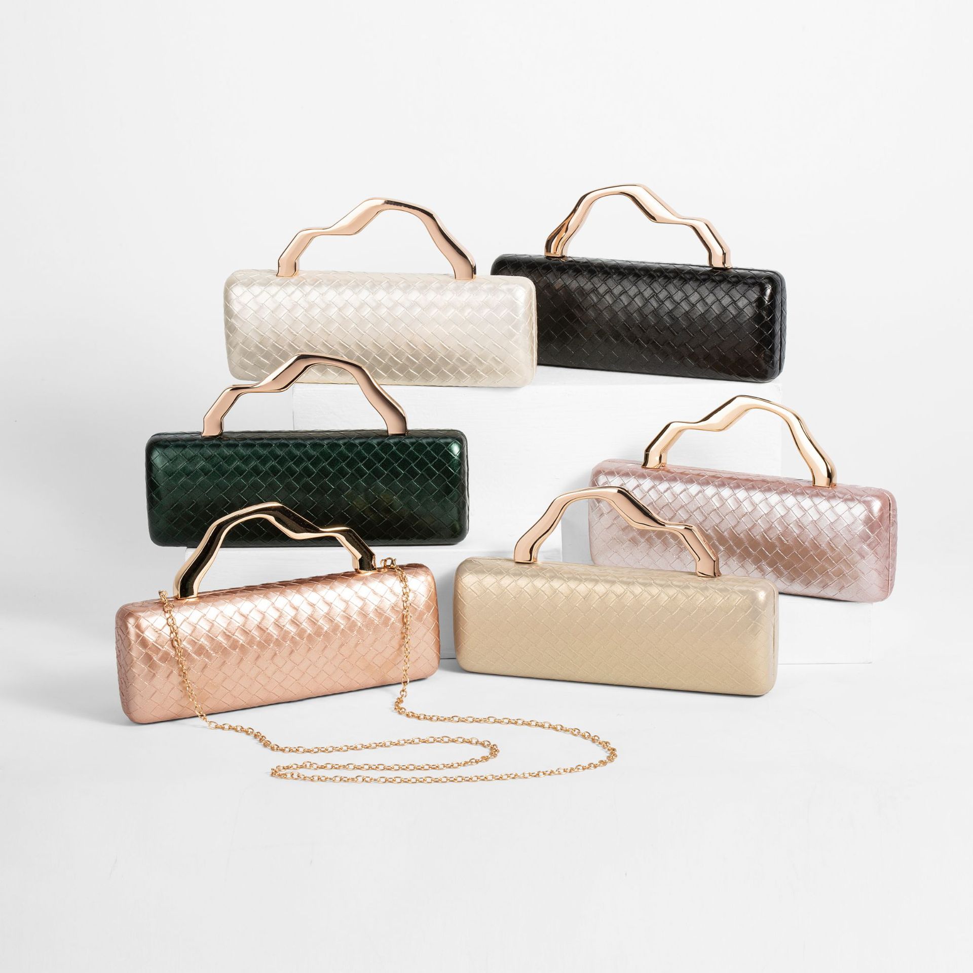 Luxury Bags Gold - Pu Leather Crossbody Evening New Clutch