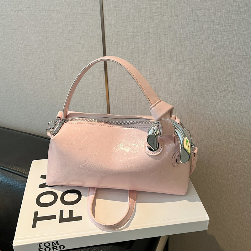 Top Handle Patent Bag - Women's Fashion Glossy Patent PU Leather