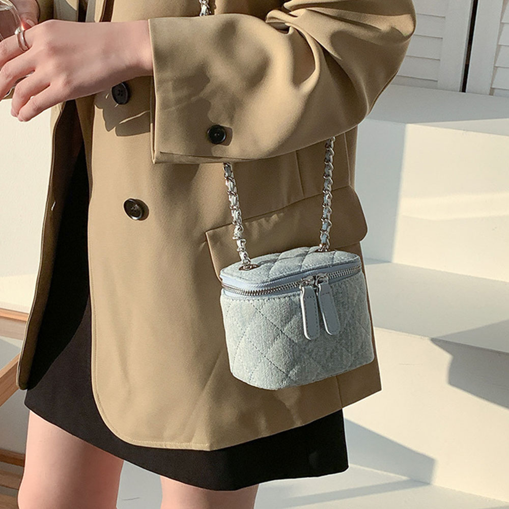 Chain Crossbody Quilted - Small Quilted Box Crossbody Purse For