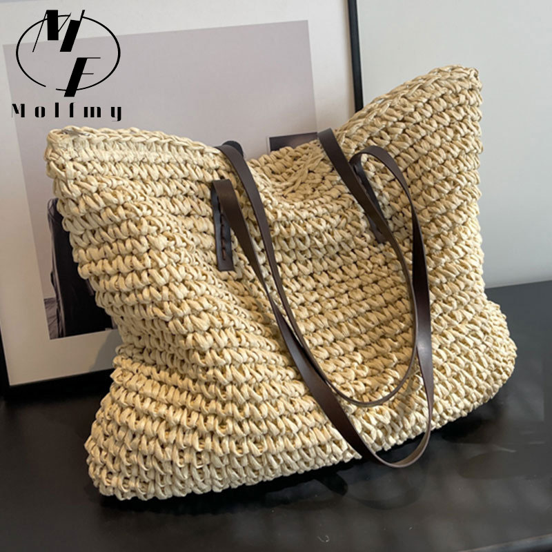 Luxury Bags Reseller - Straw Woven Tote Bags Casual Large