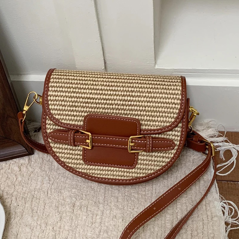 Luxury Bags Design - England Style Mini Straw Saddle Bags