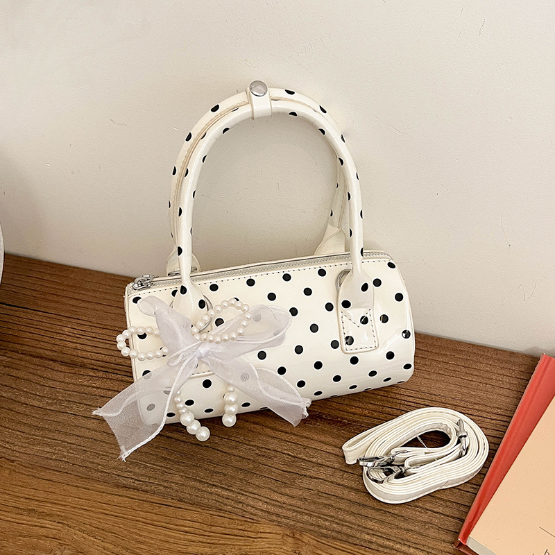 Top Handle Patent Bag - Korean Polka Dot Mini Handbag Cute