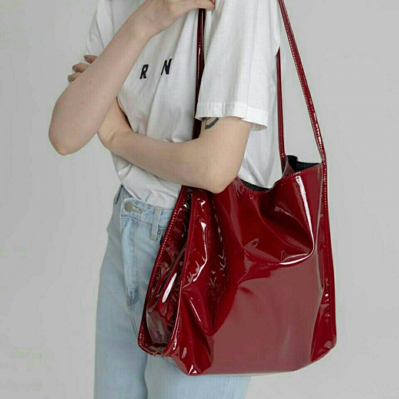 Top Handle Patent Bag - Yogodlns Luxury Patent Leather Tote Bag