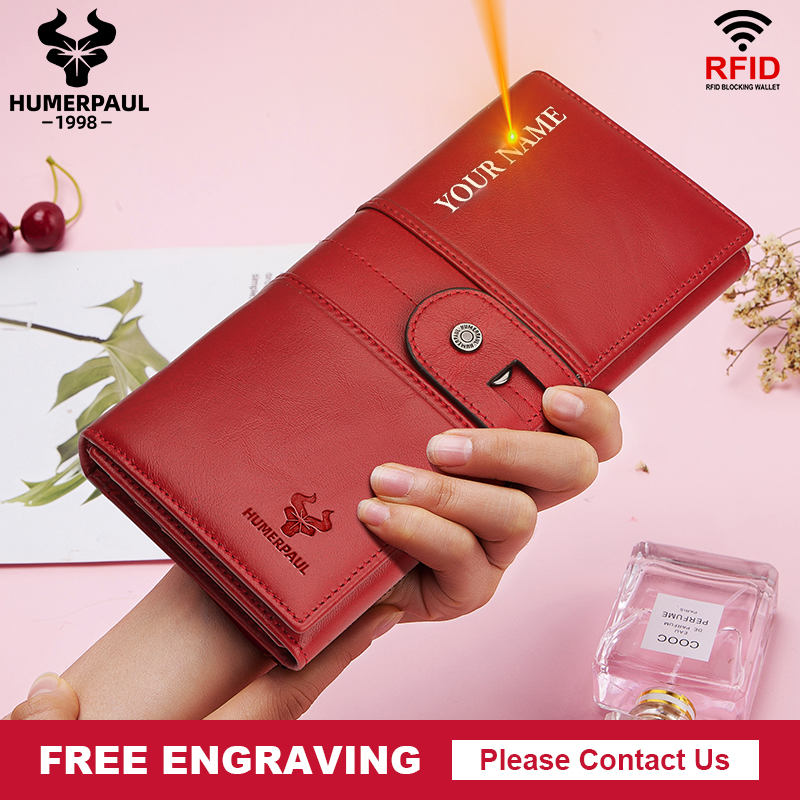Luxury Bags Photos - Engrave Genuine Leather Women Long Wallet