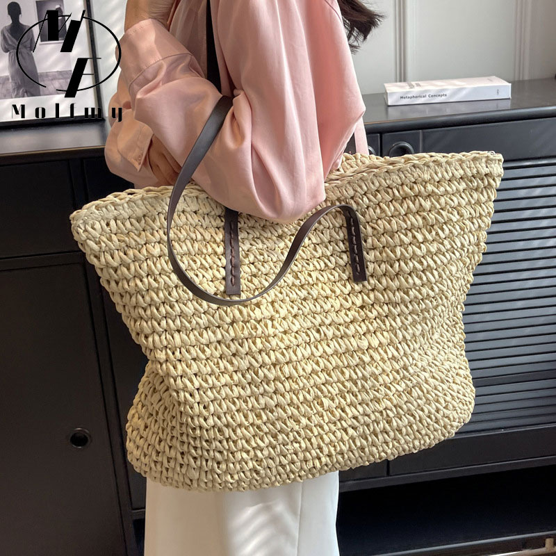 Straw Woven Tote Bags Casual L - Luxury Bags Reseller recension och pris