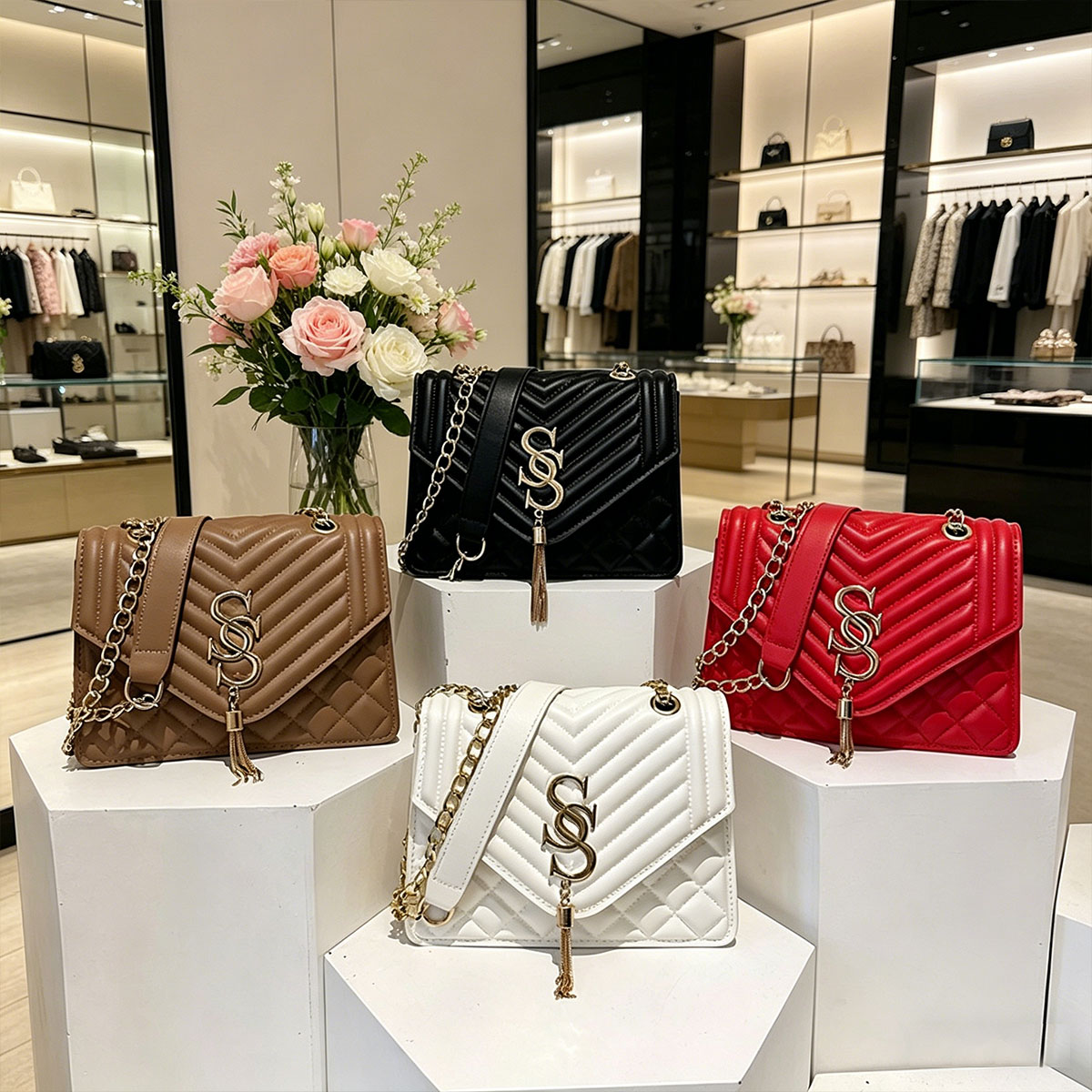 Light Luxury Elegant Argyle Qu - Chain Crossbody Quilted recension och pris