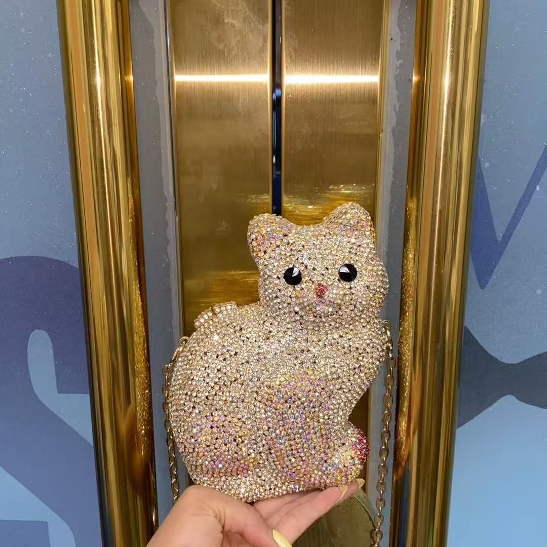 Gold Cute Cat Shape Women Hand - Luxury Bags Gold recension och pris